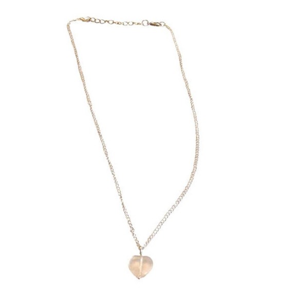 Clear Pink Quartz Heart Necklace 3018 - Picture 1 of 2
